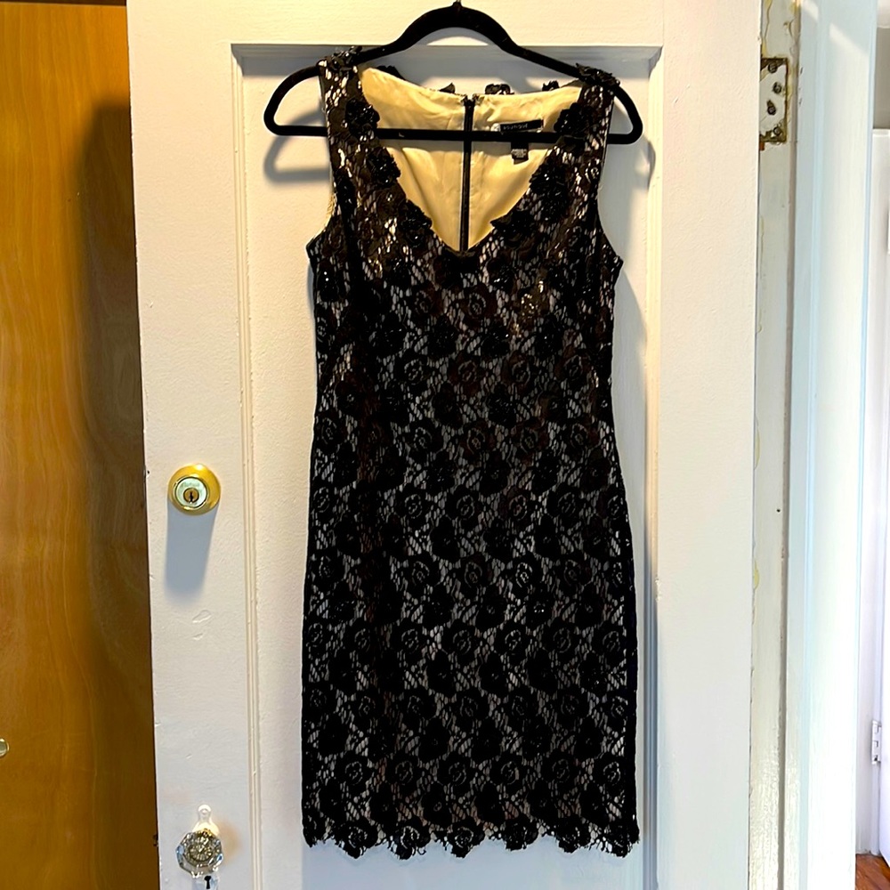 Black floral sequin dress